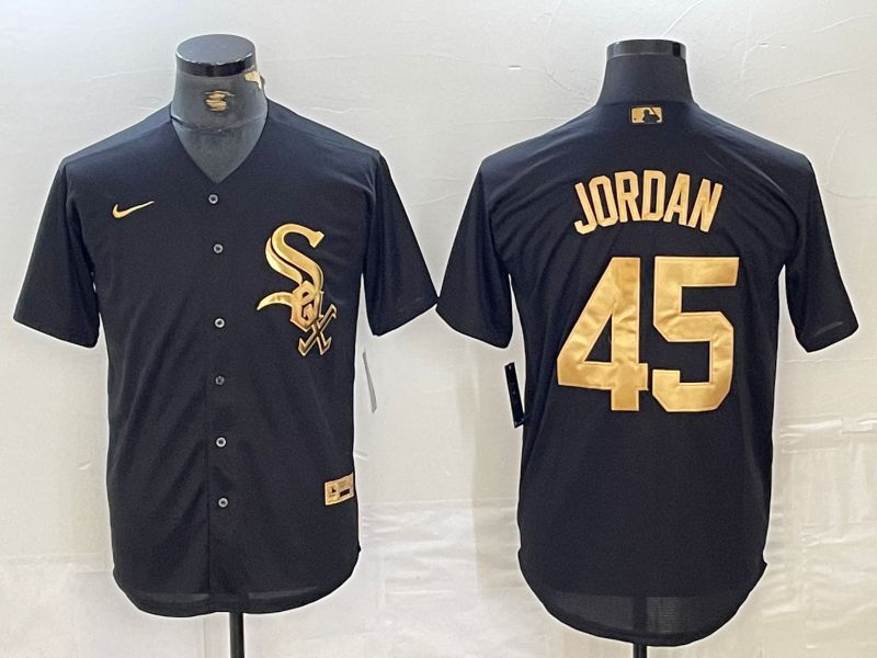 Men Chicago White Sox 45 Jordan Black gold #4 th generation Nike 2024 MLB Jersey style 1